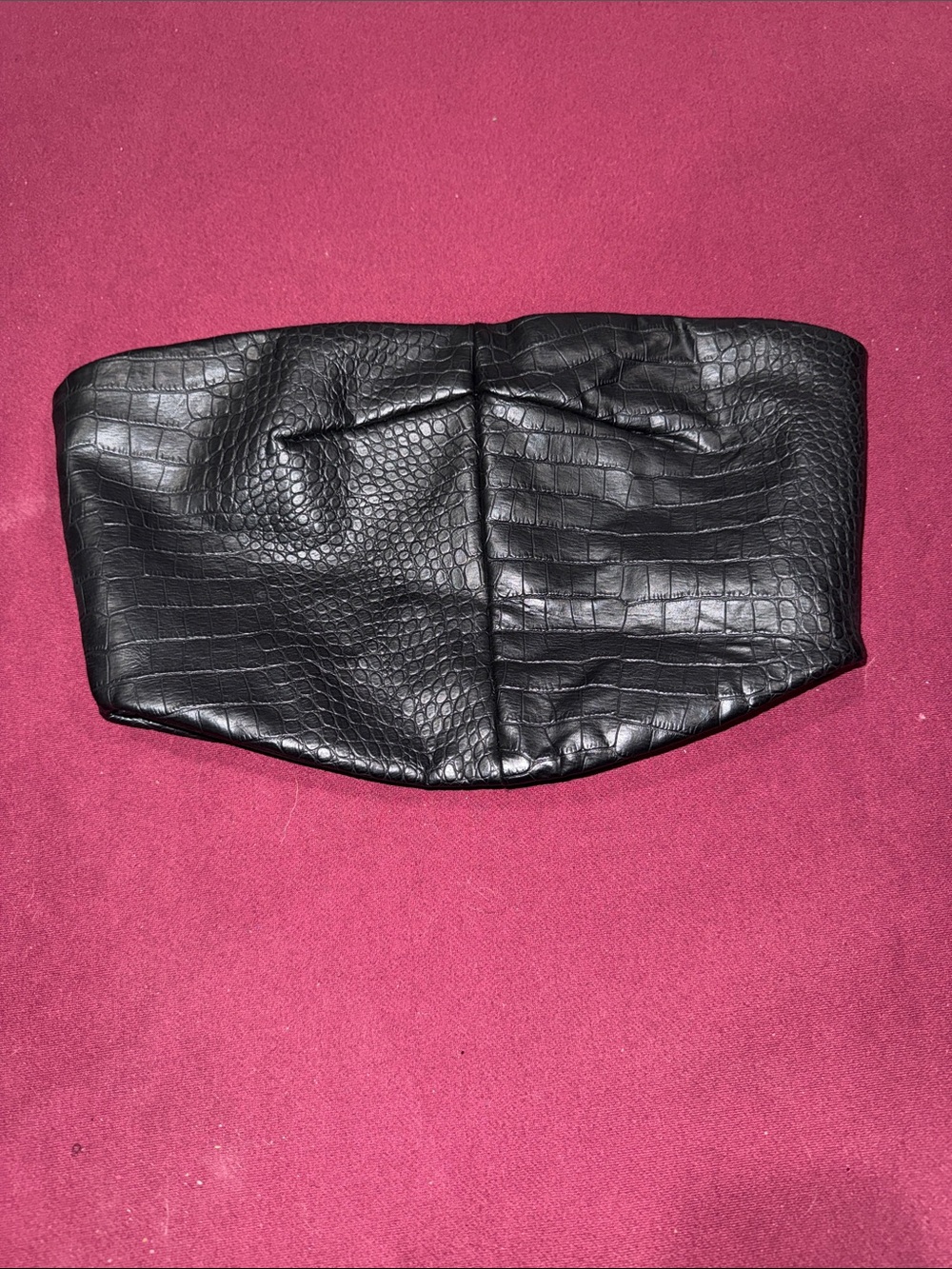 Meshki Black Faux Croc Strapless Bustier Bandeau